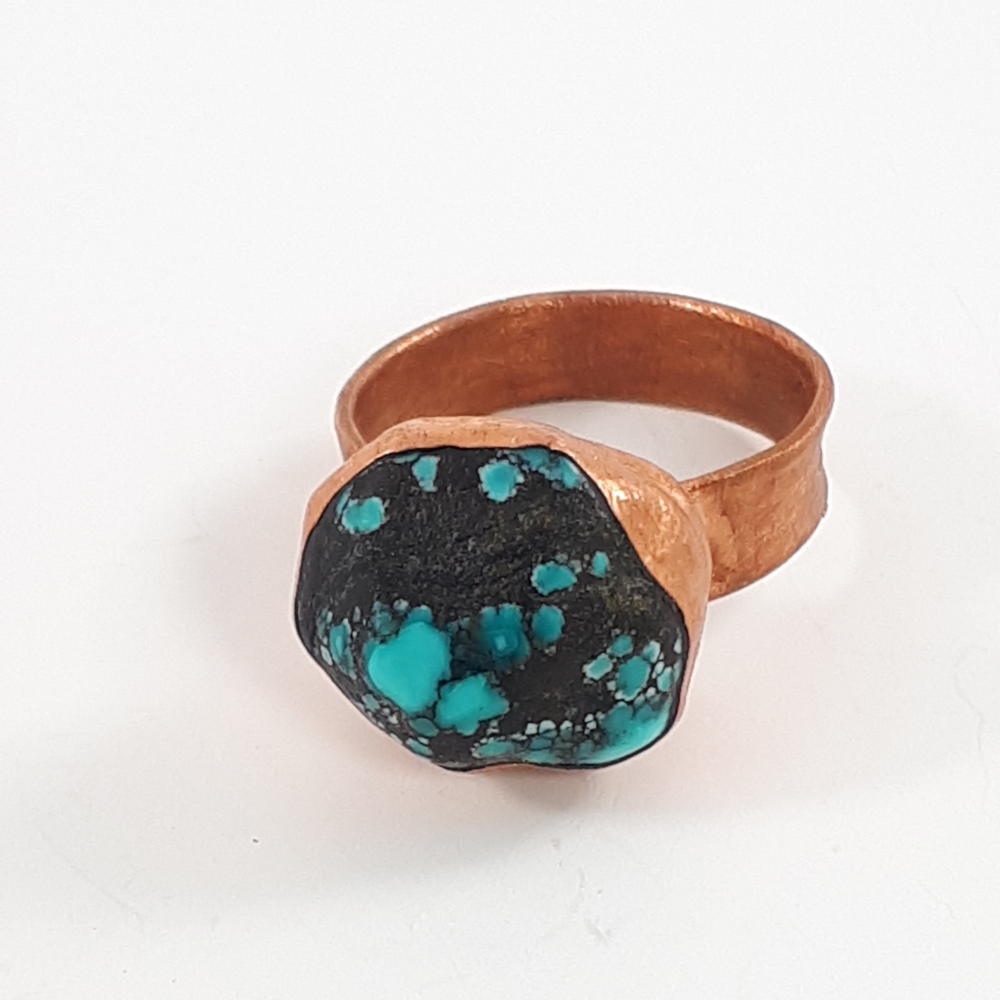 African turquoise chunk ring