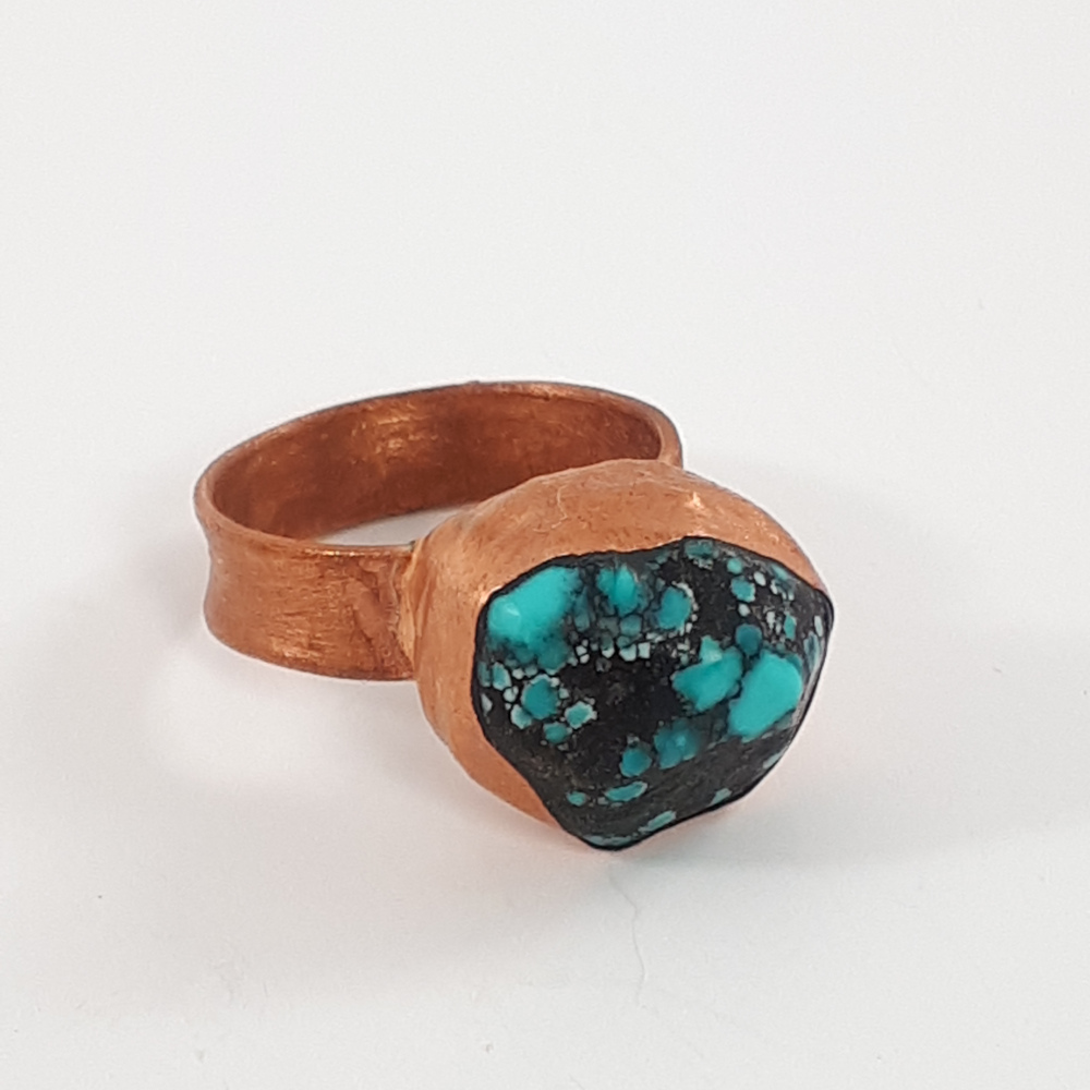 African turquoise chunk ring