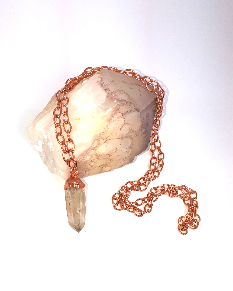 chirred quartz and copper necklace