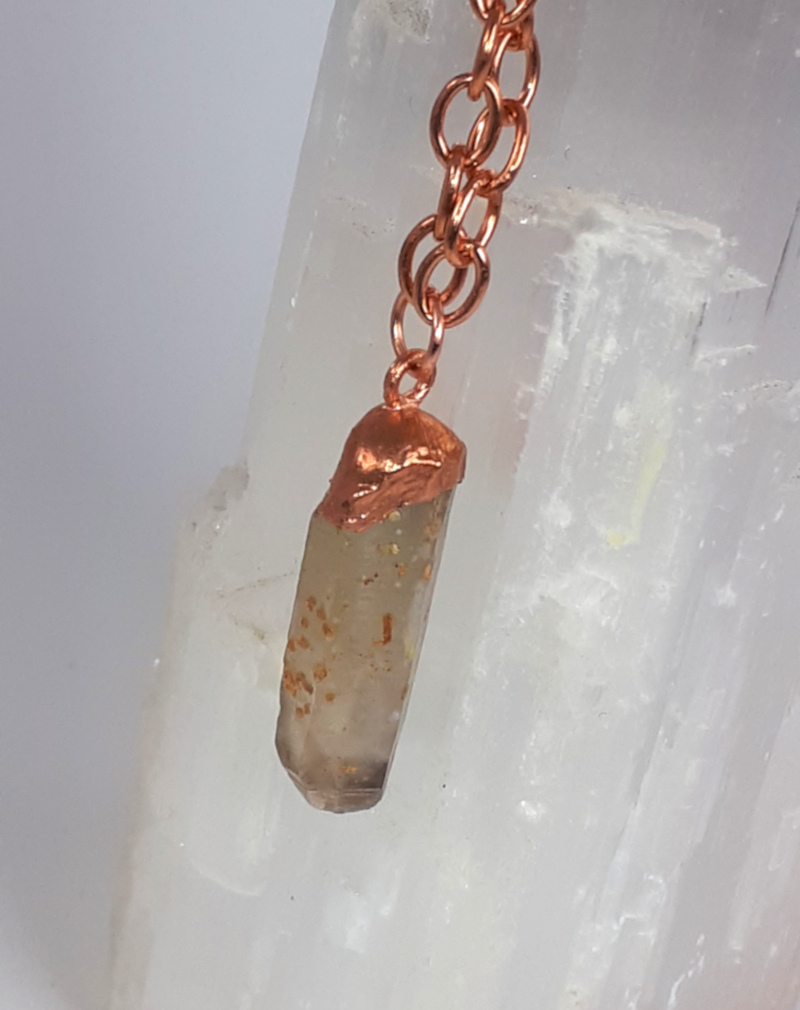 chirred quartz and copper necklace