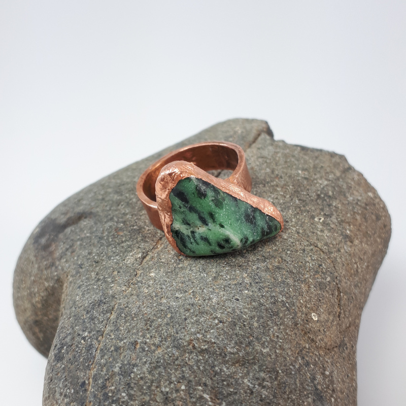 Green Zoisite triangle ring