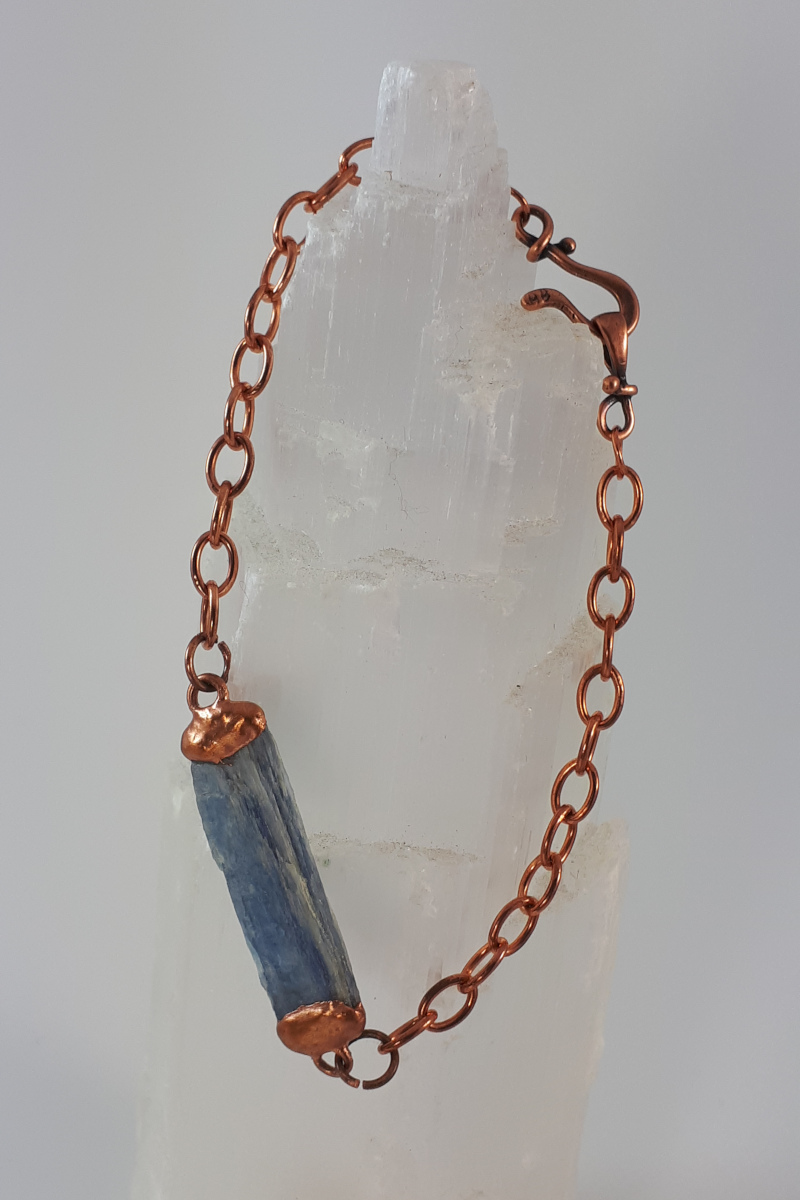 blue kyanite and copper bracelet