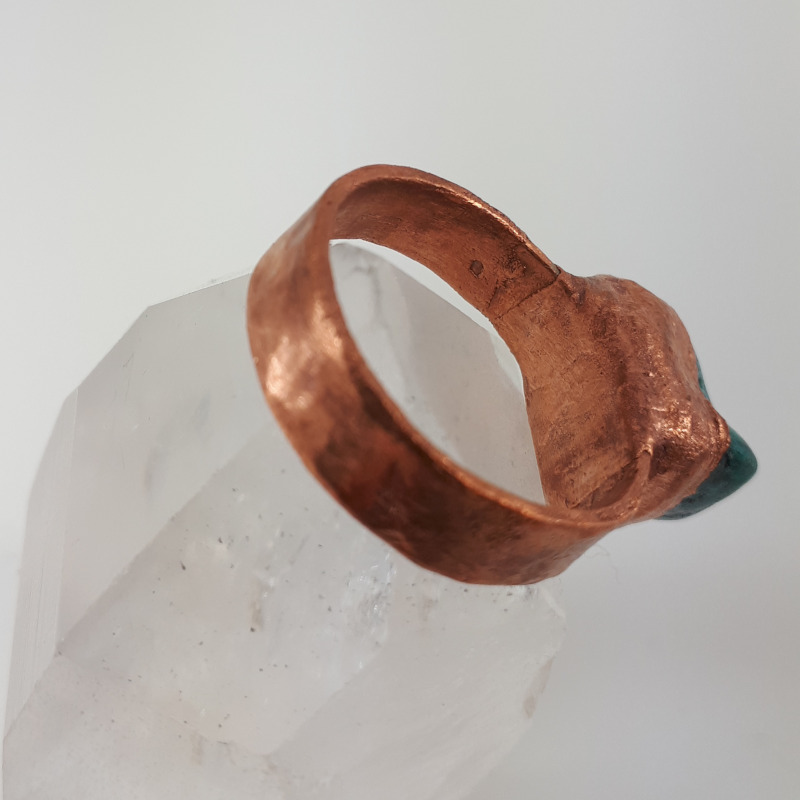 Turquoise and copper chunk ring