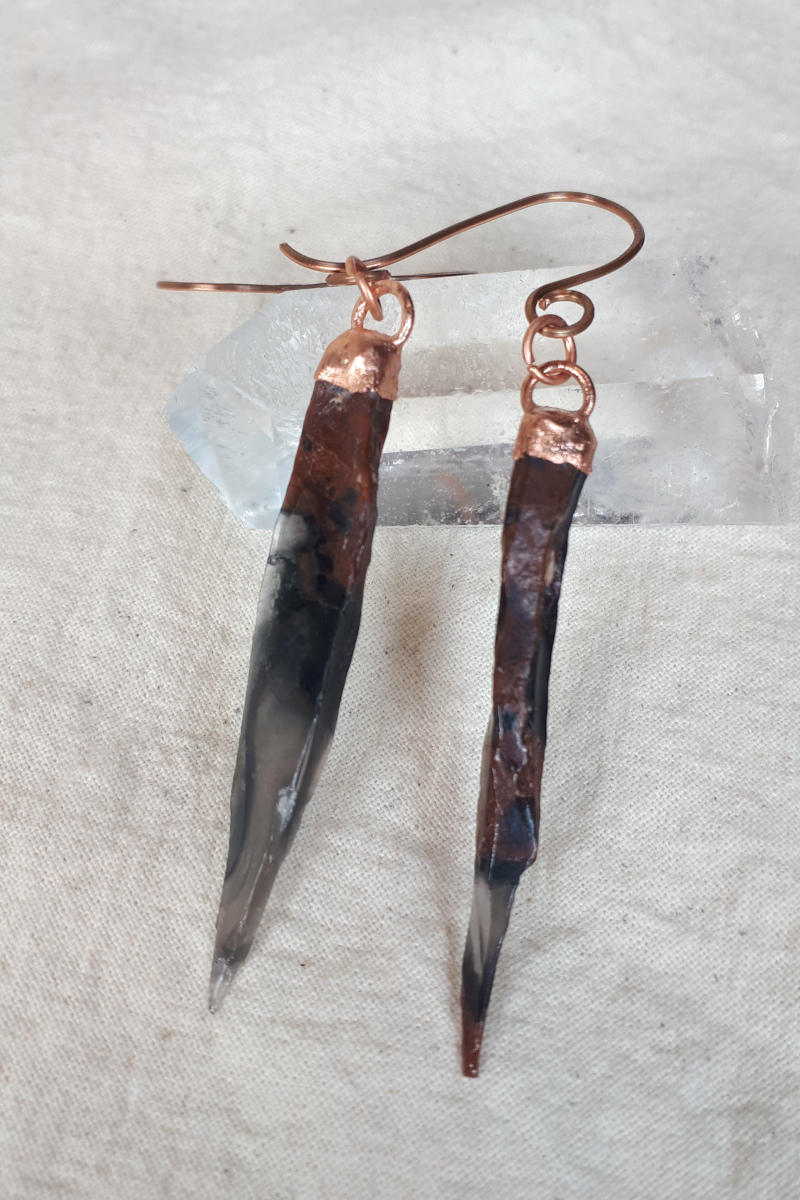 mahogany obsidian earring pair