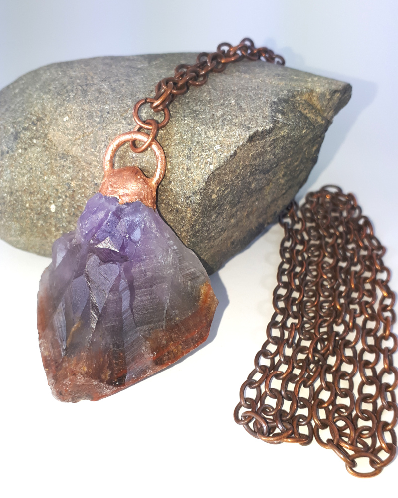 super 7 crystal & copper necklace